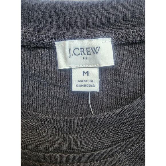 J Crew Shirt Womens Medium Black Cotton Long Sleeve Cropped Crewneck Mallcore - Picture 7 of 13
